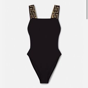 VERSACE Classic One-Piece Swimsuit Greca Border Square Neckline Size 1